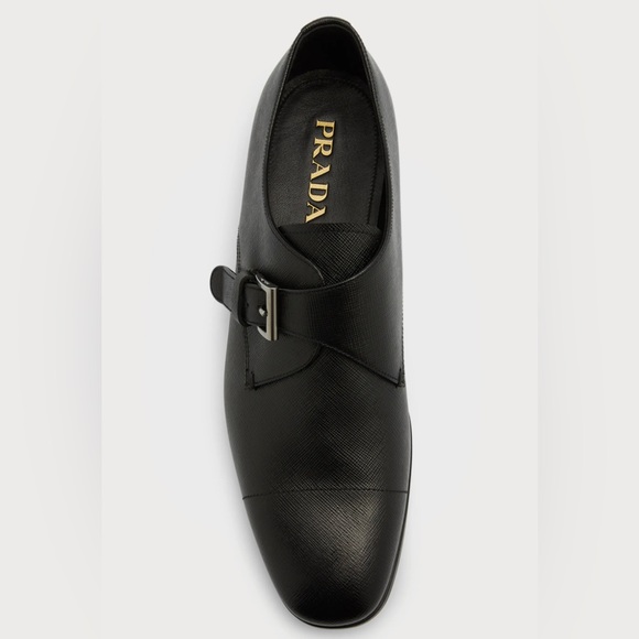 Prada Men's Black Saffiano Leather Monk Strap Loafers - Picture 4 of 14